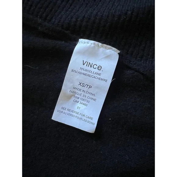 Vince Black Ribbed Knit Waterfall Cardigan Vest XS Made‎ in China - Picture 8 of 8